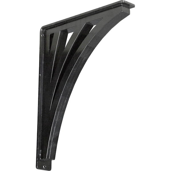 Ekena Millwork Nevio Wrought Iron Bracket, (Triple center brace), Powder Coated Black 2"W x 12"D x 15"H BKTM02X12X15TNE - main